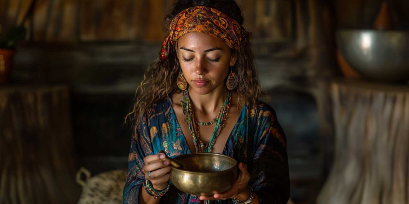 a woman holding a bowl