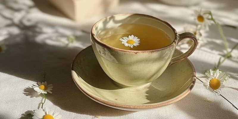 Powerful Chamomile Tea Sleep Spell To Help Banish Insomia 4 a cup of tea with a flower in it