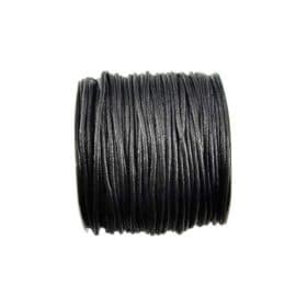 Cotton Necklace Cord, black, waxed - 100 meters
