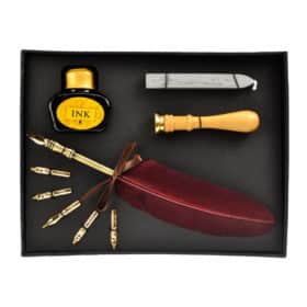 Feather Pen & Ink Set With Wax Seal Kit