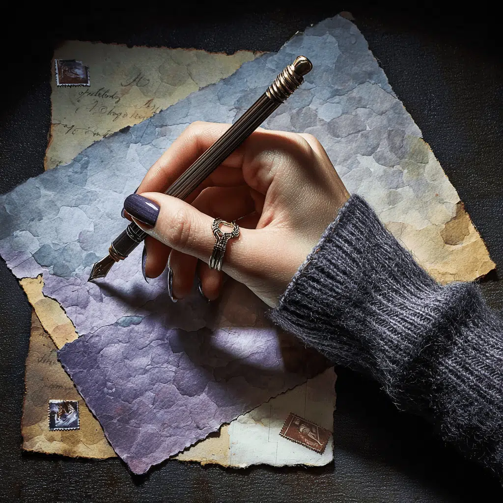 Gratitude Jar Tutorial: Your 1 Minute Self-Love Spell 5 a hand holding a pen over old letters