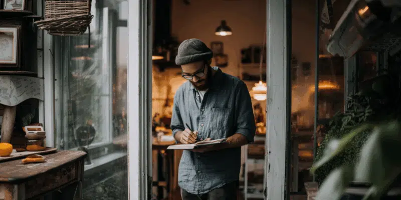 a man writing in a book after learning how to start a gratitude journal