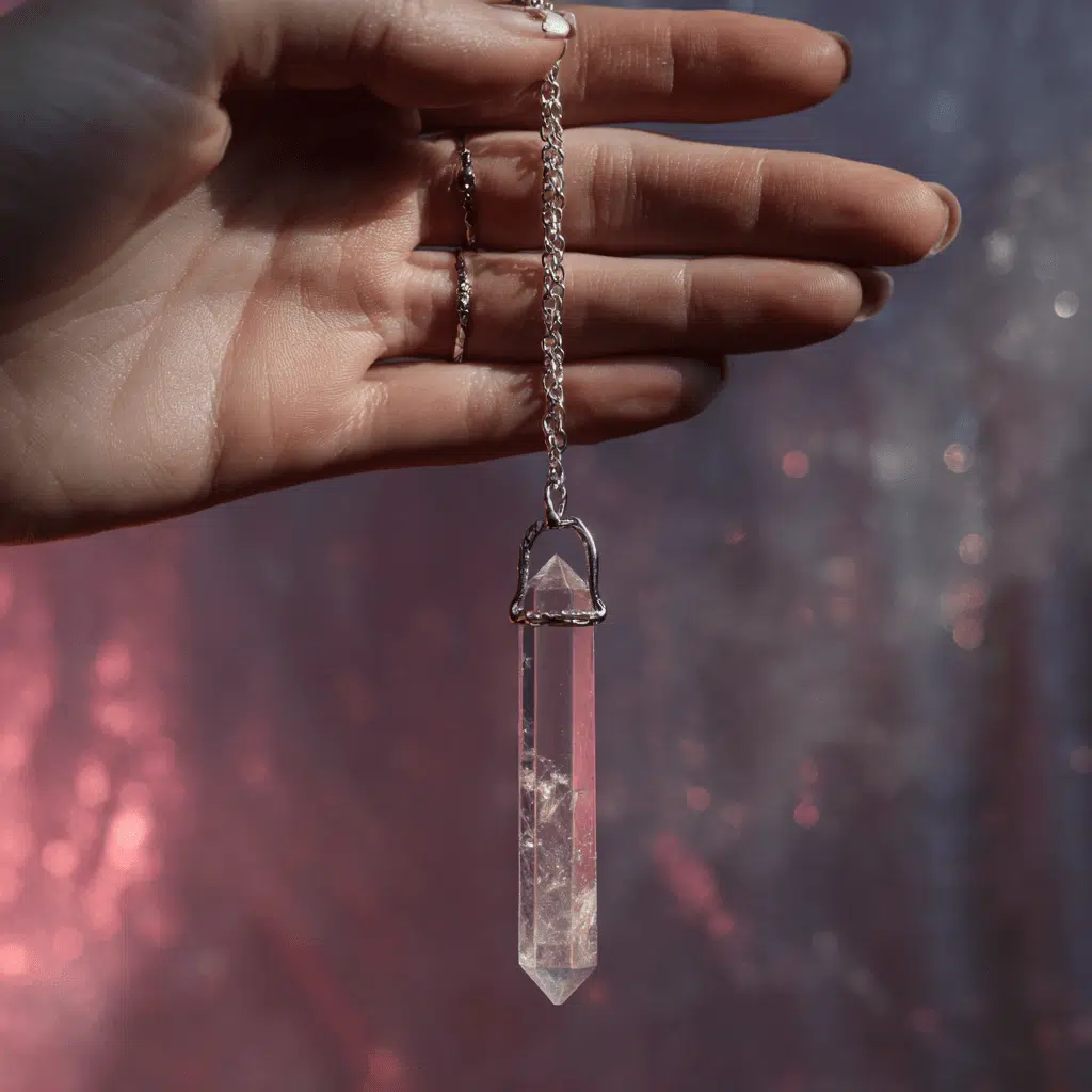 a hand holding a crystal necklace, learning how to use a pendulum