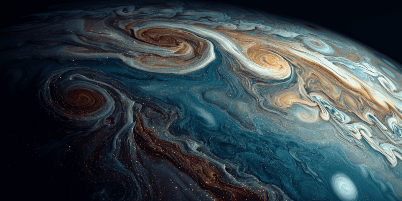 57 Planet Jupiter Correspondences & Spiritual Associations 3 a blue and gold swirls of Jupiter