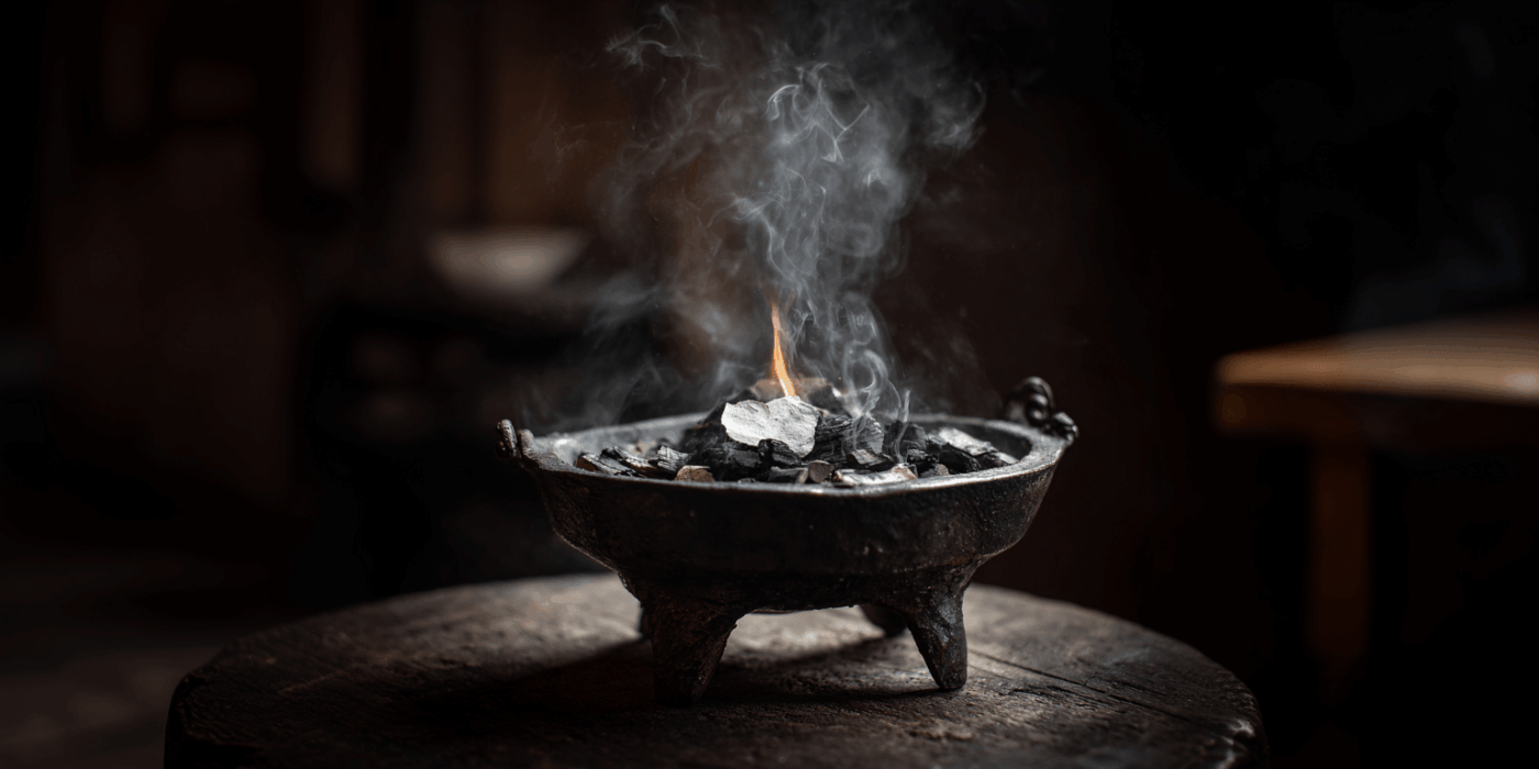 a fire in a bowl