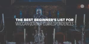 Simple Wiccan Quarter Correspondences 9 A serene altar adorned with candles and mystical elements, under the illumination of a full moon, featuring a spiritual guide to Wiccan corner correspondences for beginners.