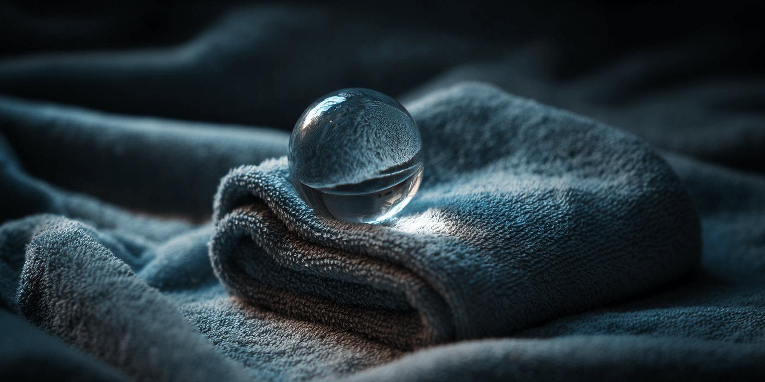 a glass ball on a towel