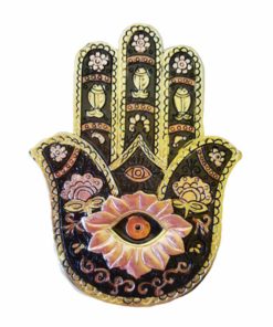 black palm meditation protection symbol hand with an eye in the center palm and a flower