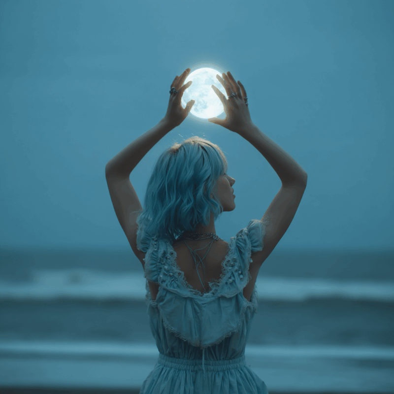 How to Love Being a Pisces: 6 Self-Love Tips To Embrace Your Intuitive Power 5 a woman holding a moon above her head