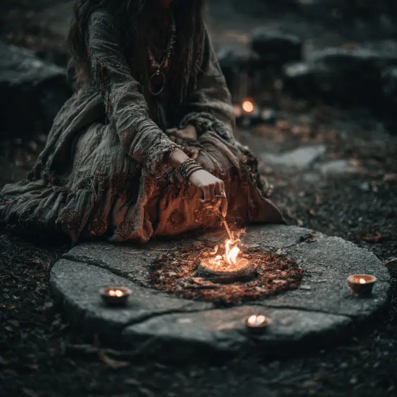 How to Quickly Cast a Circle of Protection: A Simple Wiccan Beginner’s Guide 2 Woman casting a magical circle outdoors.