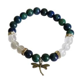 Chrysolcolla and Clear Quartz Dragonfly Bracelet
