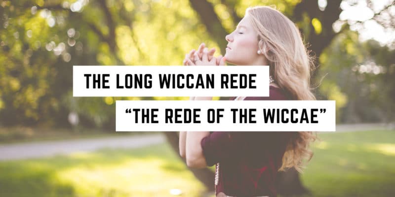The Long Wiccan Rede: The Rede of the Wiccae 5 A tranquil moment in nature: woman engaging in a spiritual ritual under the soft sunlight filtering through the trees.