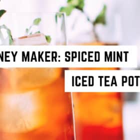 Two glasses of iced tea garnished with mint, evoking a refreshing and inviting summer beverage concept, now infused with a witchy charm for a mystical drinking experience.