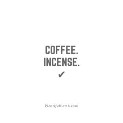 Magical Witch Quotes for Empowerment, Wisdom & Inspiration 46 Simplistic daily essentials checklist with a tick mark: coffee, incense, and a new age product.