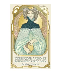 A tarot card box with art nouveau style tarot card on the cover