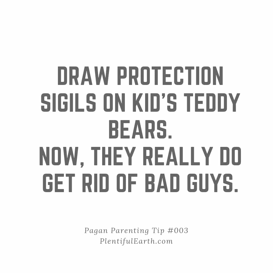 A whimsical parenting tip, blending metaphysical concepts with child protection, suggests that drawing protection sigils on kids' teddy bears can ward off bad influences. This witchy technique offers a unique safeguard
