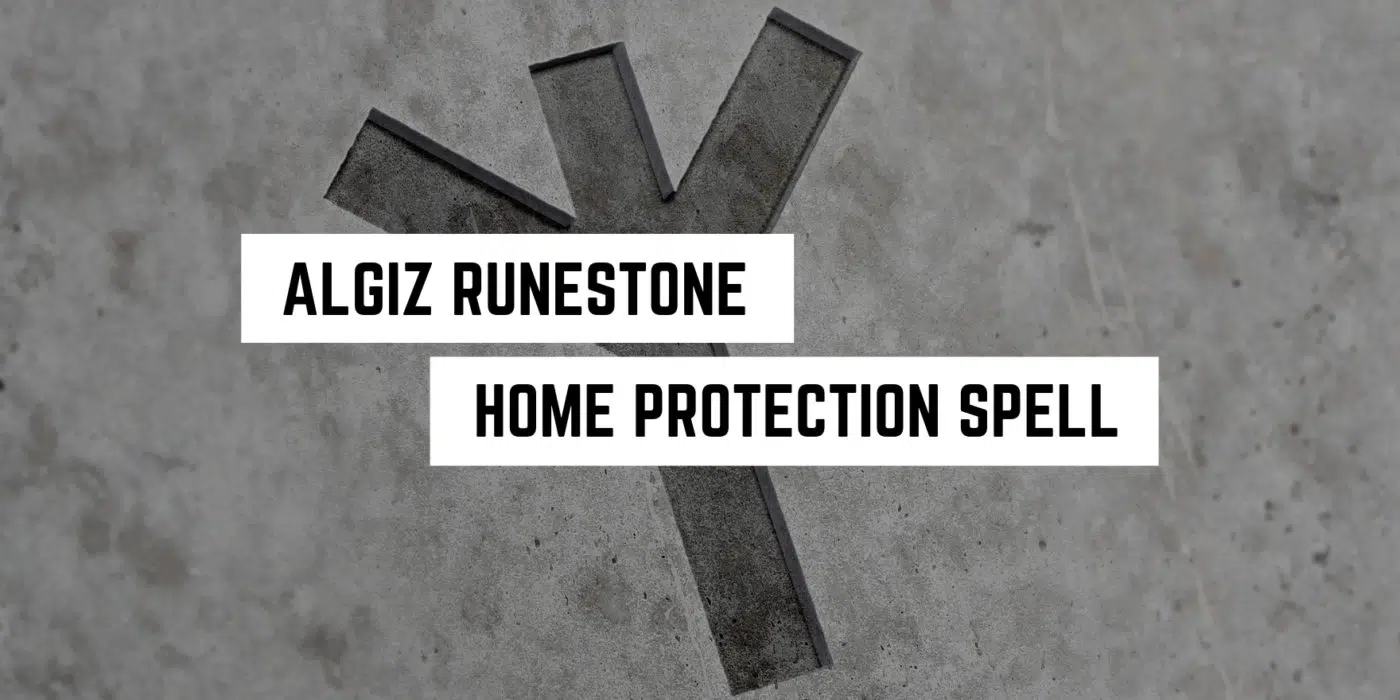 Algiz Runestone Home Protection Spell 1 Symbolic algiz runestone representing a home protection spell on a textured background, available at a metaphysical shop.
