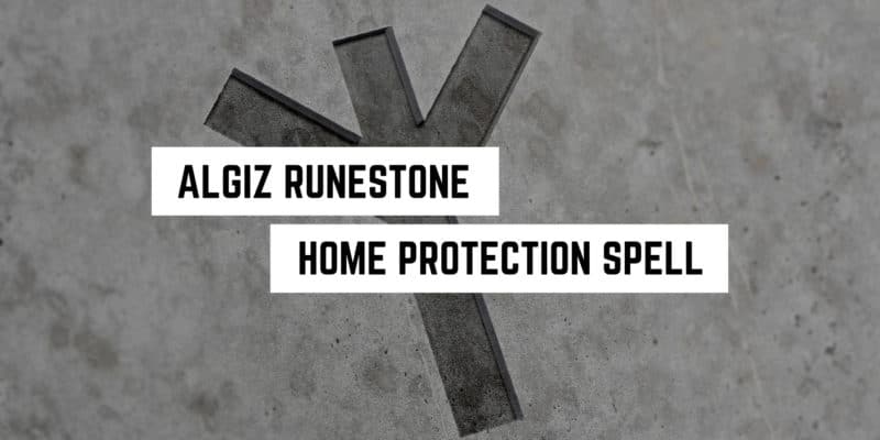 Algiz Runestone Home Protection Spell 3 Symbolic algiz runestone representing a home protection spell on a textured background, available at a metaphysical shop.
