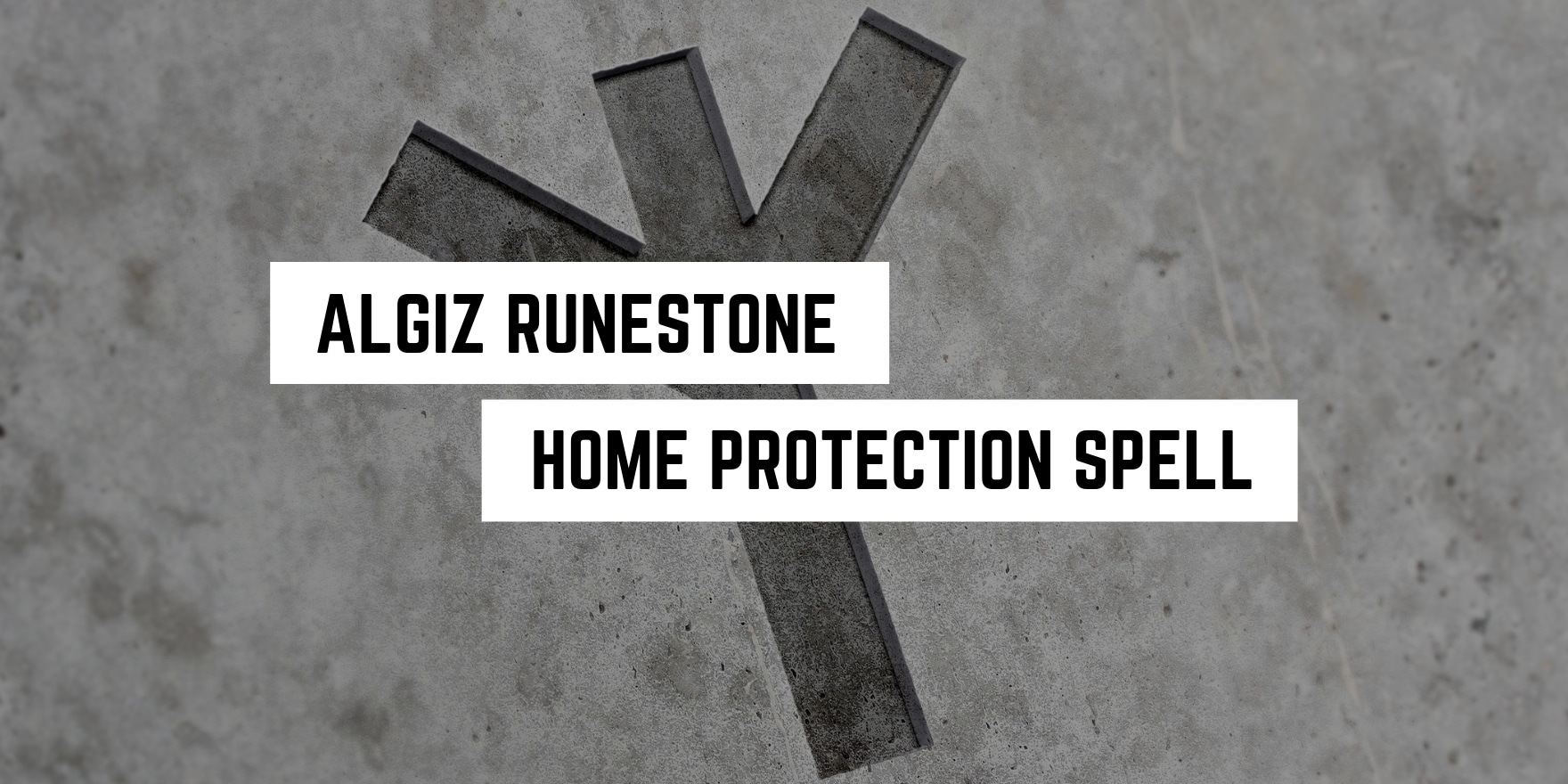 Symbolic algiz runestone representing a home protection spell on a textured background, available at a metaphysical shop.