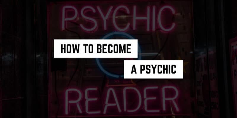 How to Become a Psychic 9 Neon lights illuminate a witchy offer: "how to become a psychic reader" at a psychic's storefront.