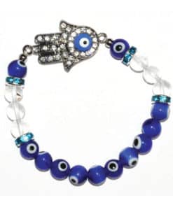 a blue eye bead and hand bracelet