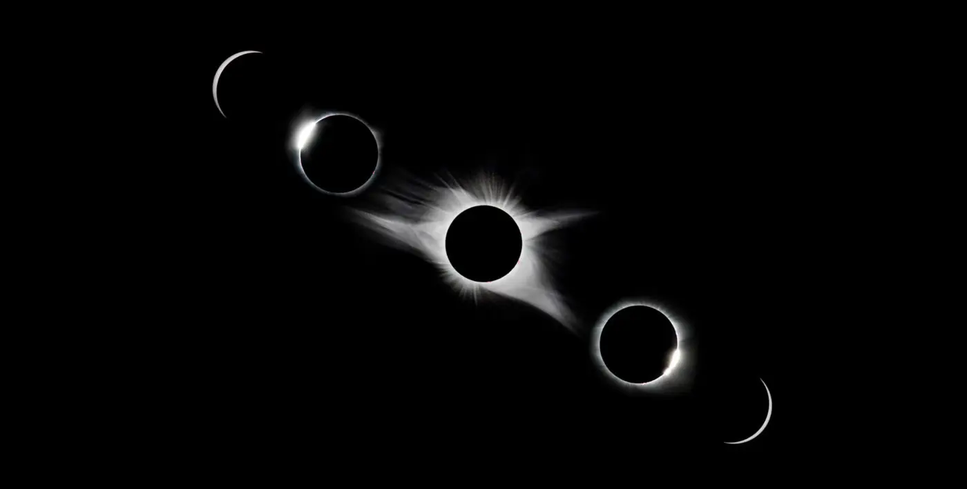 Ultimate Cleansing Solar Eclipse Spell 1 Phases of a solar eclipse against a dark sky, observed as a spiritual phenomenon.
