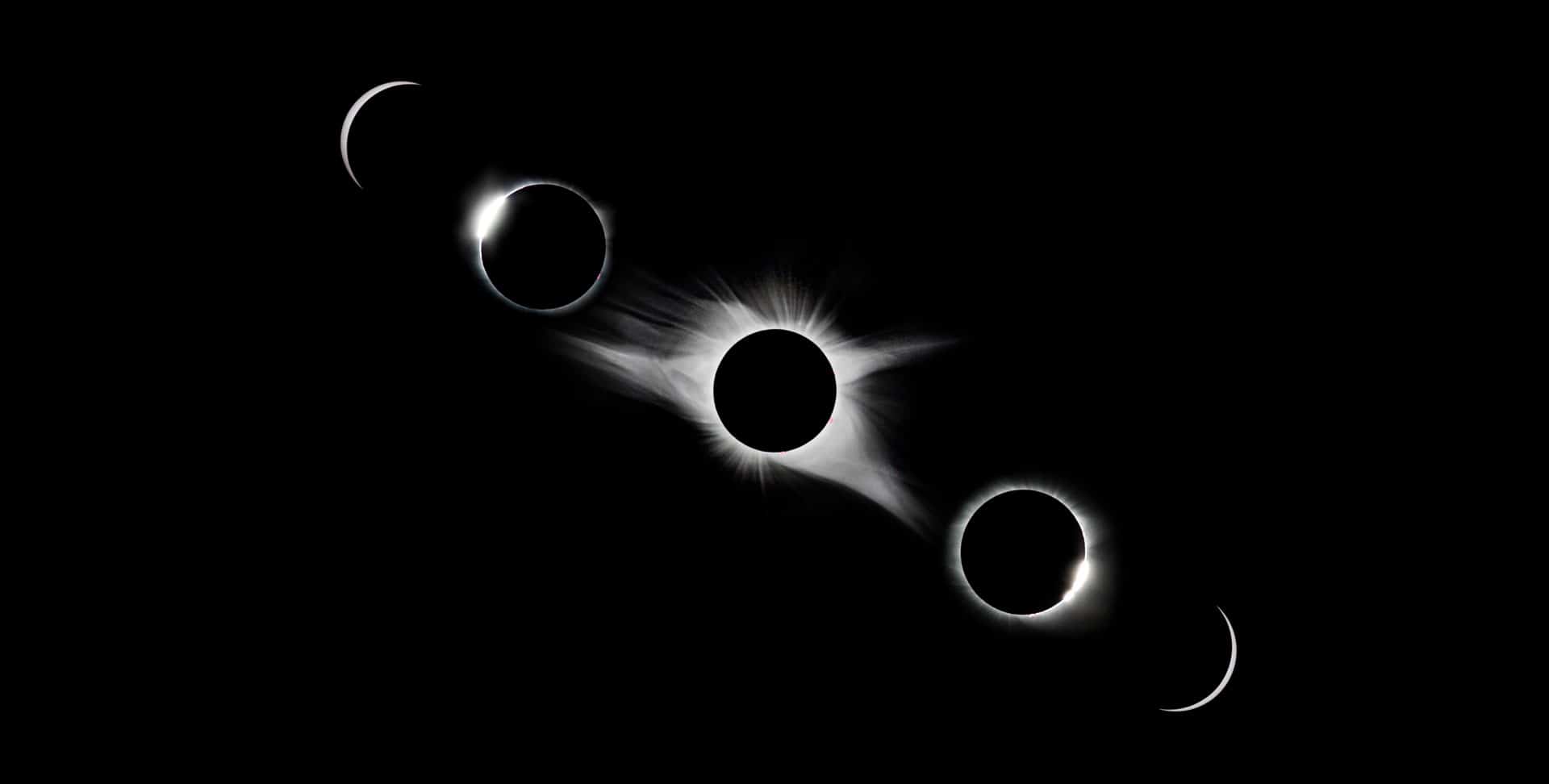 Phases of a solar eclipse against a dark sky, observed as a spiritual phenomenon.