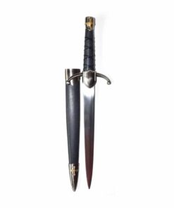 a black dagger with equal-armed cross brass decoration