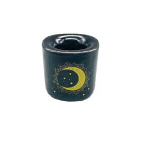 Moon & Star Black Ceramic Chime Candle Holder