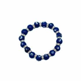 Dark Blue Evil Eye Glass Bead Bracelet
