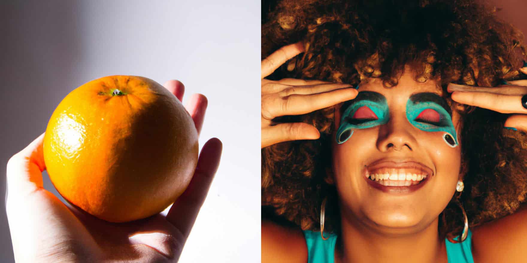 an orange and a woman opening her third eye