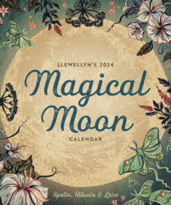 A calendar with a full moon and moon flowers on the front