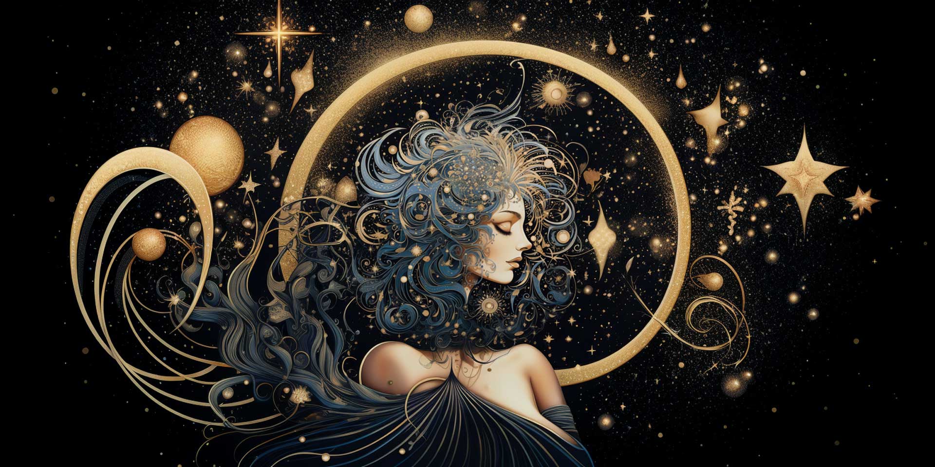 An illustration of the personification of a Virgo New Moon