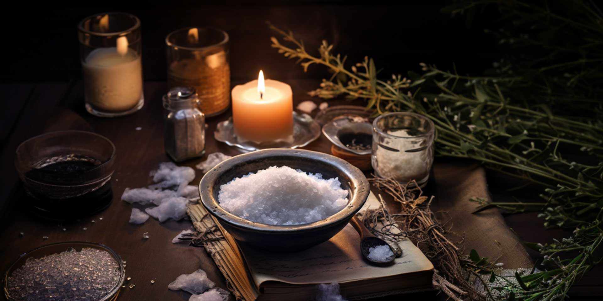 a spell for the virgo moon including a white candle and salt