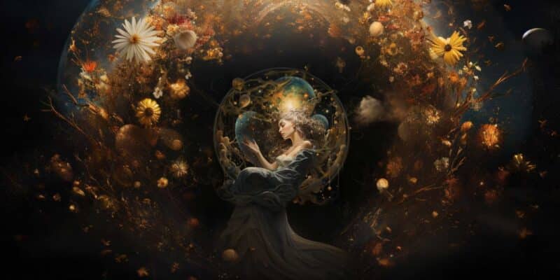 Life Path Number 6: Meaning, Strengths & Characteristics In Numerology 1 A woman nurturing the growth of flowers in the universe