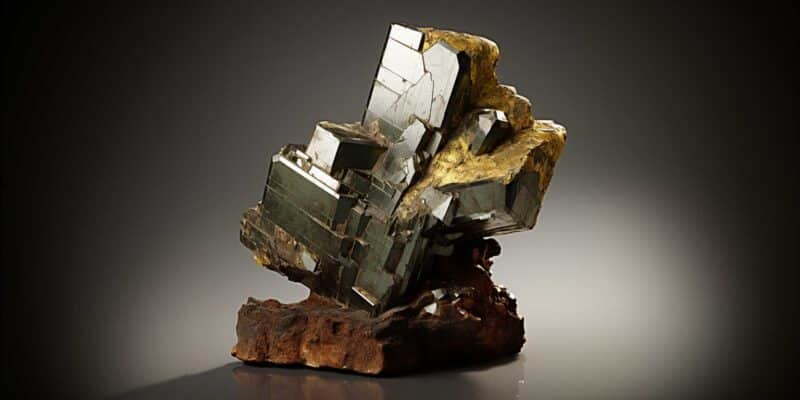 Magical Properties of Pyrite | How to Use Pyrite in Spells 3 A pyrite cluster against a black backdrop