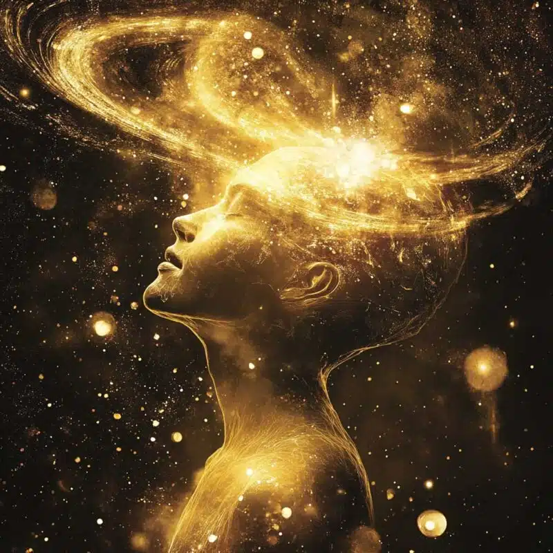 a person with glowing light coming out of their head, using that visualization to create sacred spaces