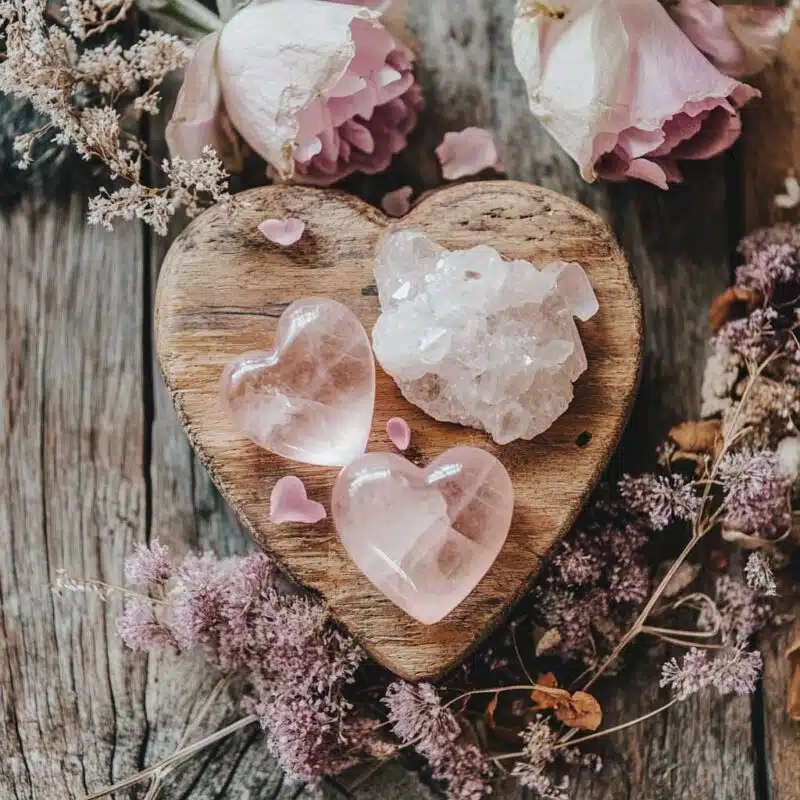 Household Items For Love Spells: 10 Items You Already Have 3 a heart shaped wooden object with pink crystals and flowers