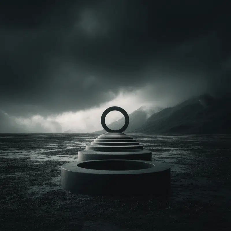 a group of circular objects in a line