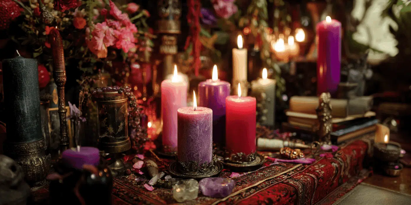 Baby Witch’s Guide to Love Spell Ingredients & Substitutions 1 a group of candles on a table as love spell ingredients
