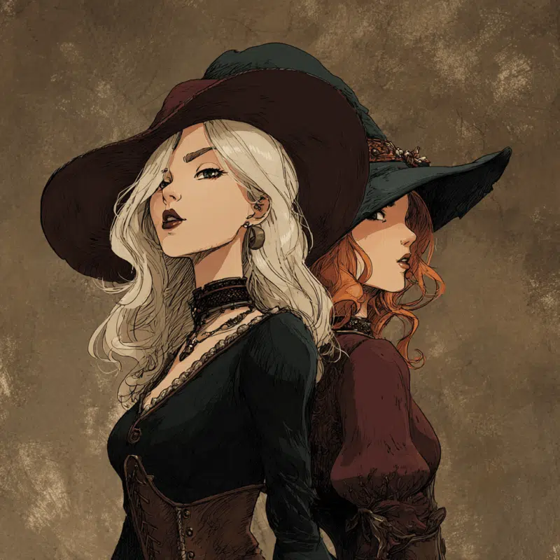 Witches or Wiccans: What's the Difference? 3 Two women in elegant hats. A Wiccan with blond hair is in the forefront.
