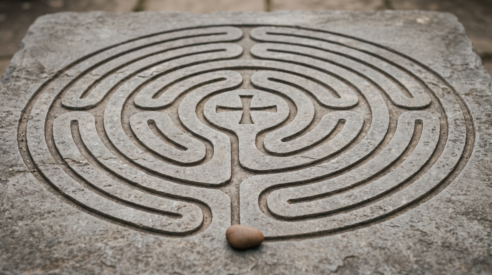 Classical Seven Circuit Labyrinth Symbol Plentiful Earth | Global Spirituality A classical seven circuit labyrinth one winding path to the center carved in stone