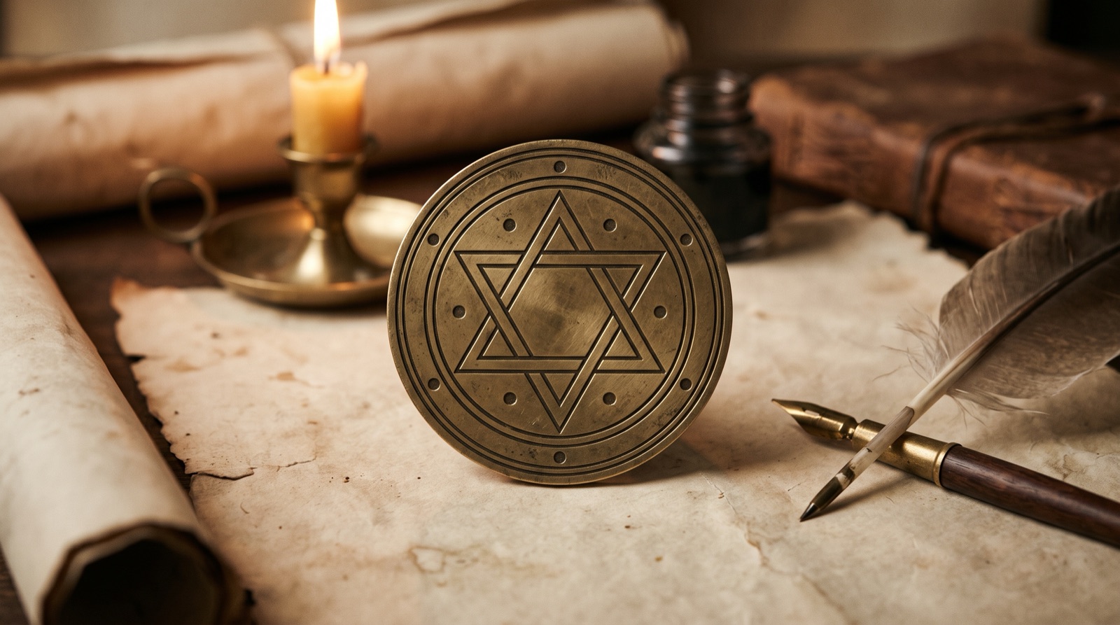 Seal Of Solomon Hexagram Talisman Plentiful Earth | Global Spirituality A Seal of Solomon talisman two interlocking triangles inside a circle engraved on brass