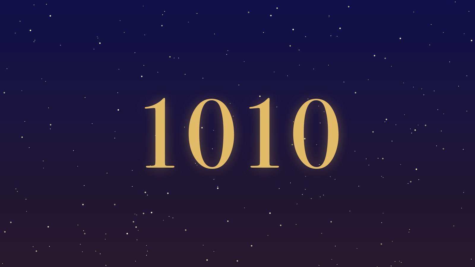 The number 1010 in gold numerals on a starry indigo night sky