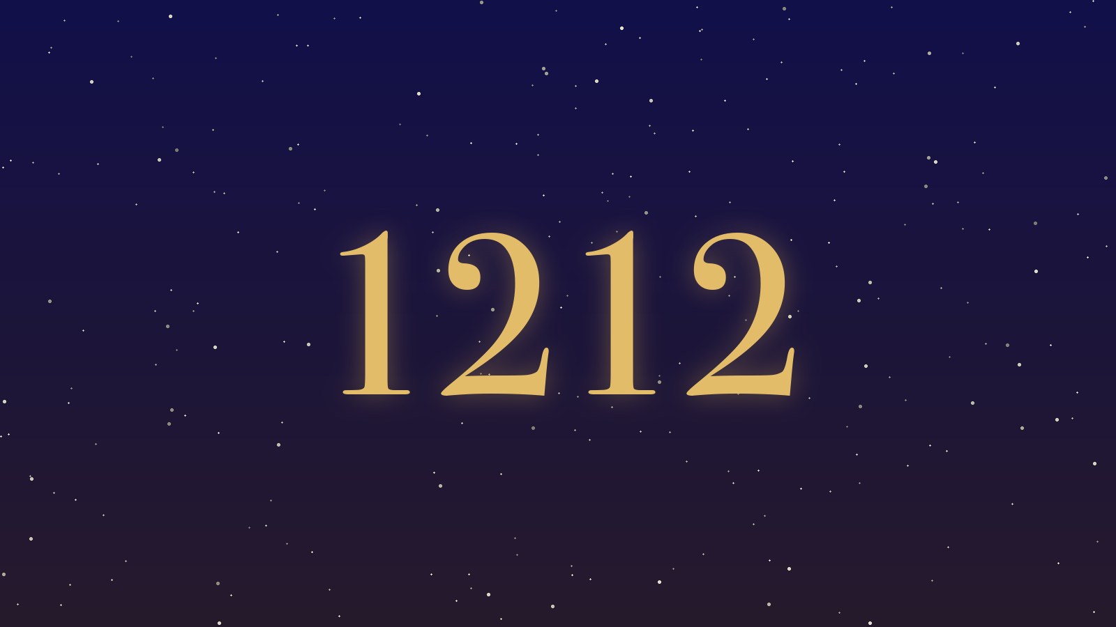 The number 1212 in gold numerals on a starry indigo night sky