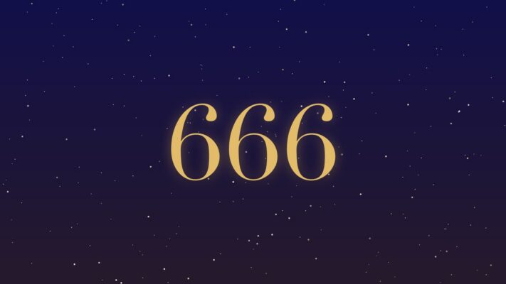 666 angel number Plentiful Earth | Global Spirituality The number 666 in gold numerals on a starry indigo night sky