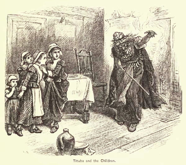 Tituba and the Children Alfred Fredericks 1878 Plentiful Earth | Global Spirituality An 1878 illustration titled Tituba and the Children, showing a stooped, menacing figure before a group of frightened girls, a scene invented by later writers.