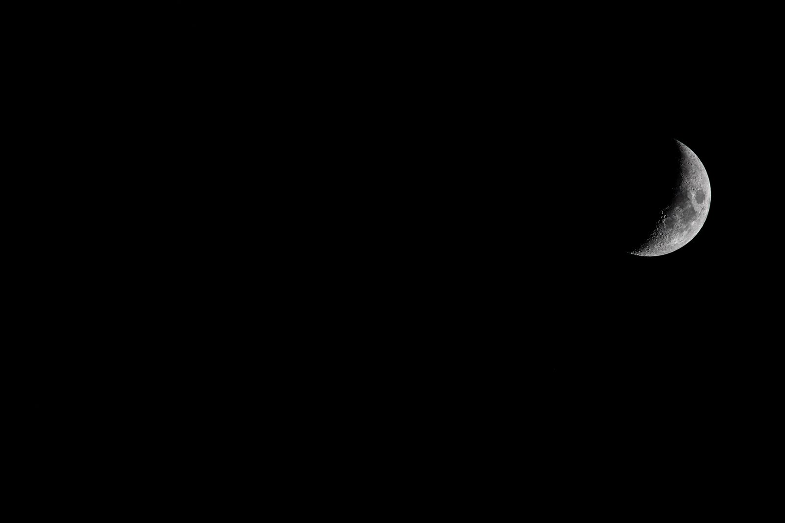 Waning crescent moon Plentiful Earth | Global Spirituality A waning crescent moon lit on its left side against a black night sky